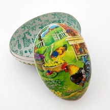 4 1/2" Papier Mache Rooster Potting Shed Easter Egg Container ~ Germany